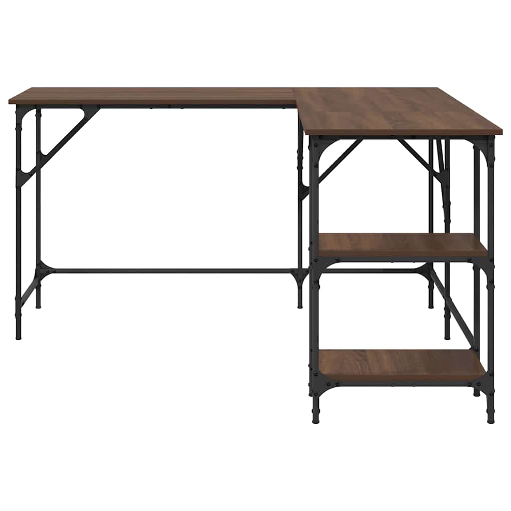 Desk, brown oak, 139x139x75cm, engineered wood