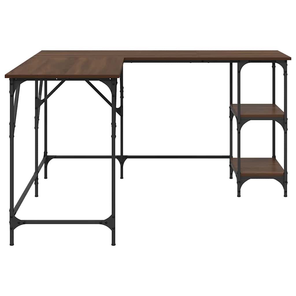 Desk, brown oak, 139x139x75cm, engineered wood
