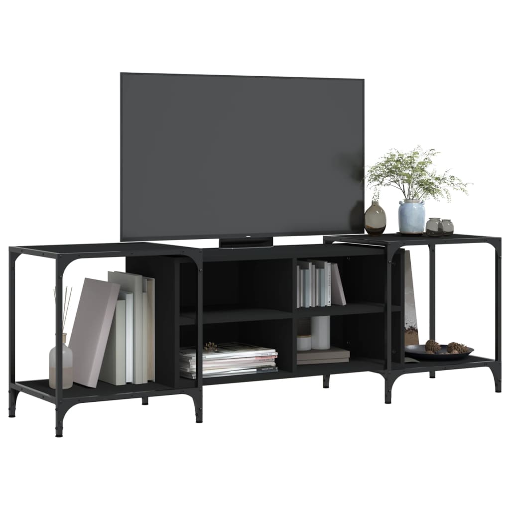 TV cabinet, black, 153x37x50cm, engineered wood