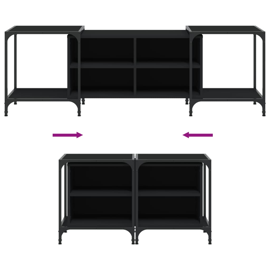 TV cabinet, black, 153x37x50cm, engineered wood