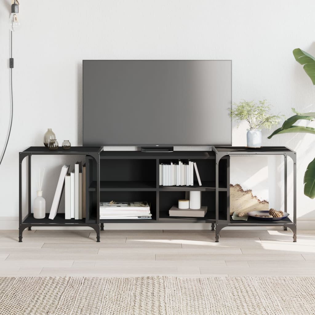 TV cabinet, black, 153x37x50cm, engineered wood