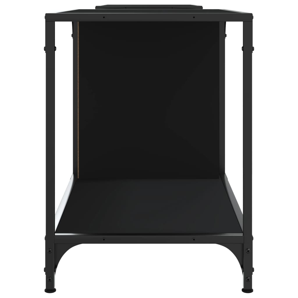 TV bench, black, 203x37x50cm, engineered wood