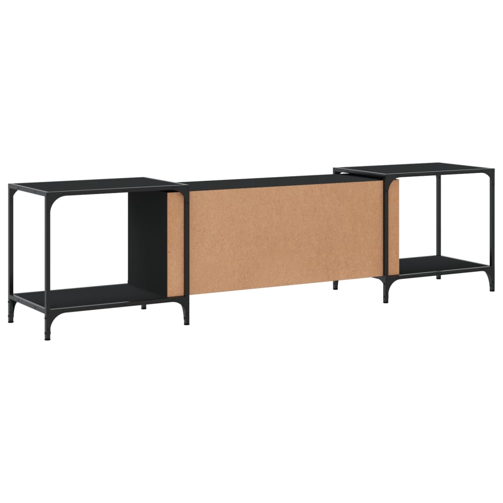 TV bench, black, 203x37x50cm, engineered wood