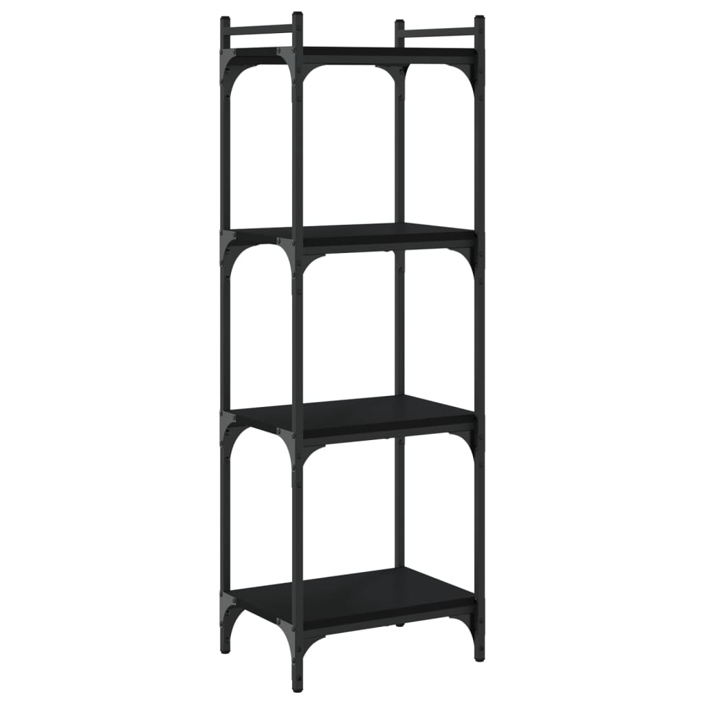 Grāmatu plaukts, 4 plaukti, melns, 40x30x120cm, apstrādāta koksne