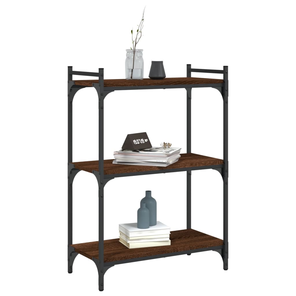 Bookcase, 3-tier, brown, 60x30x86cm, engineered wood