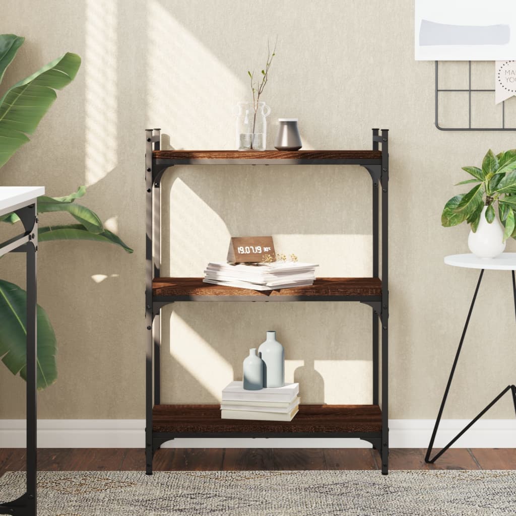 Bookcase, 3-tier, brown, 60x30x86cm, engineered wood