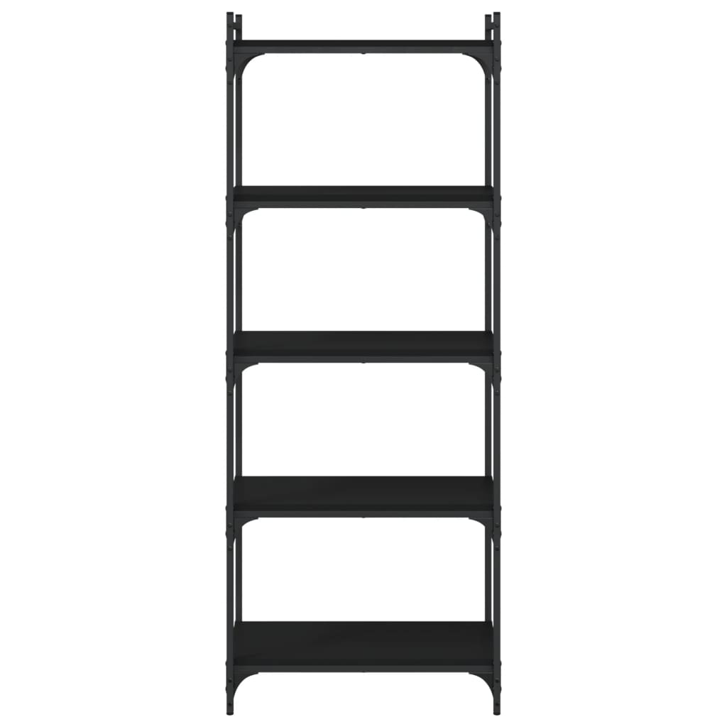 Bookcase, 5-tier, black, 60x30x154cm, engineered wood