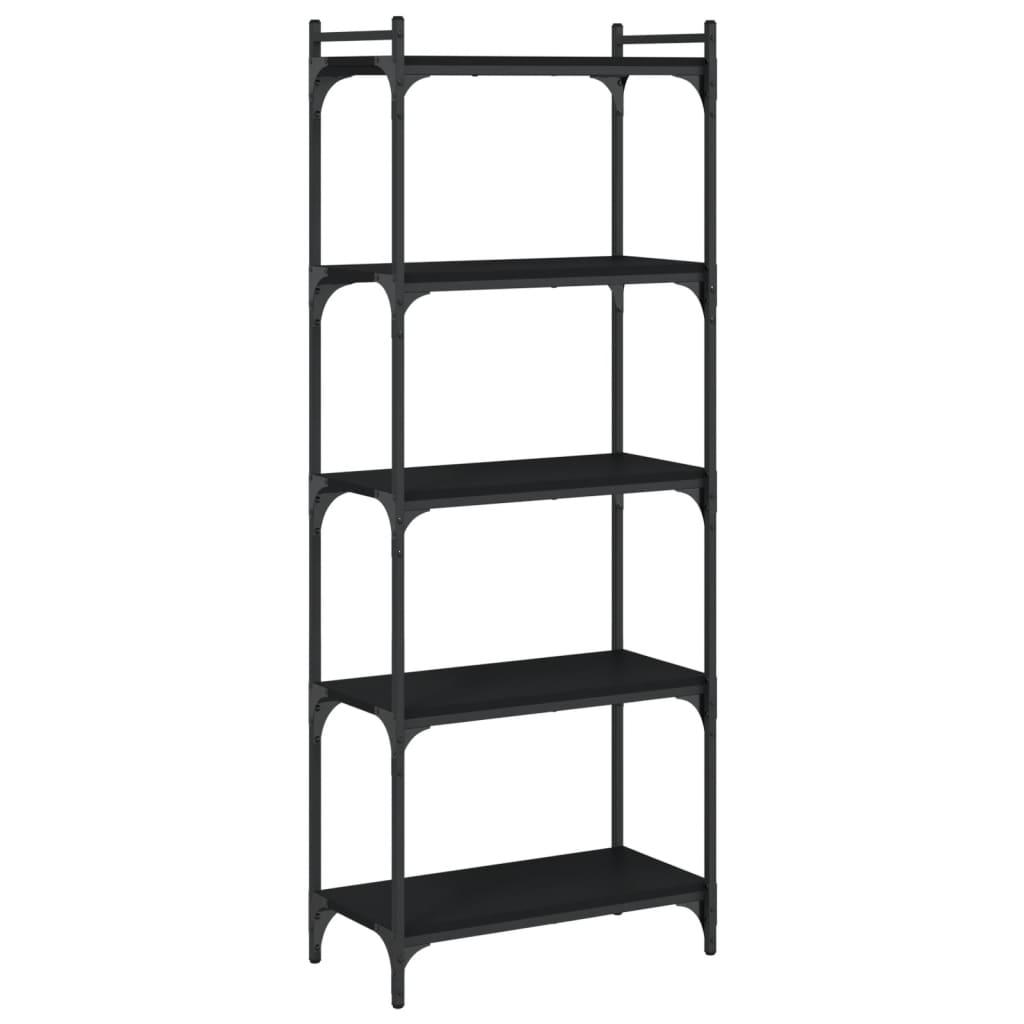 Bookcase, 5-tier, black, 60x30x154cm, engineered wood