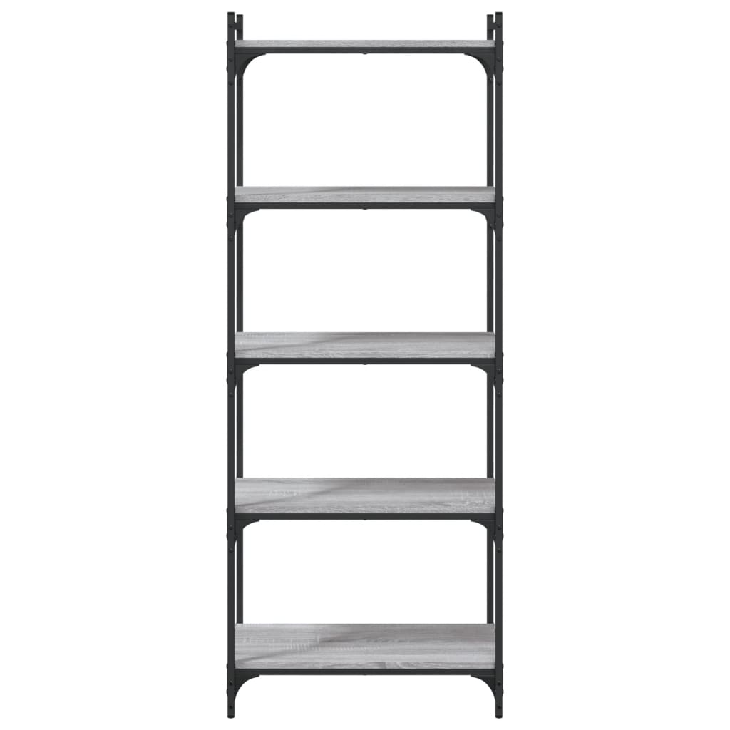Bookcase, 5 tiers, grey oak, 60x30x154cm, wood