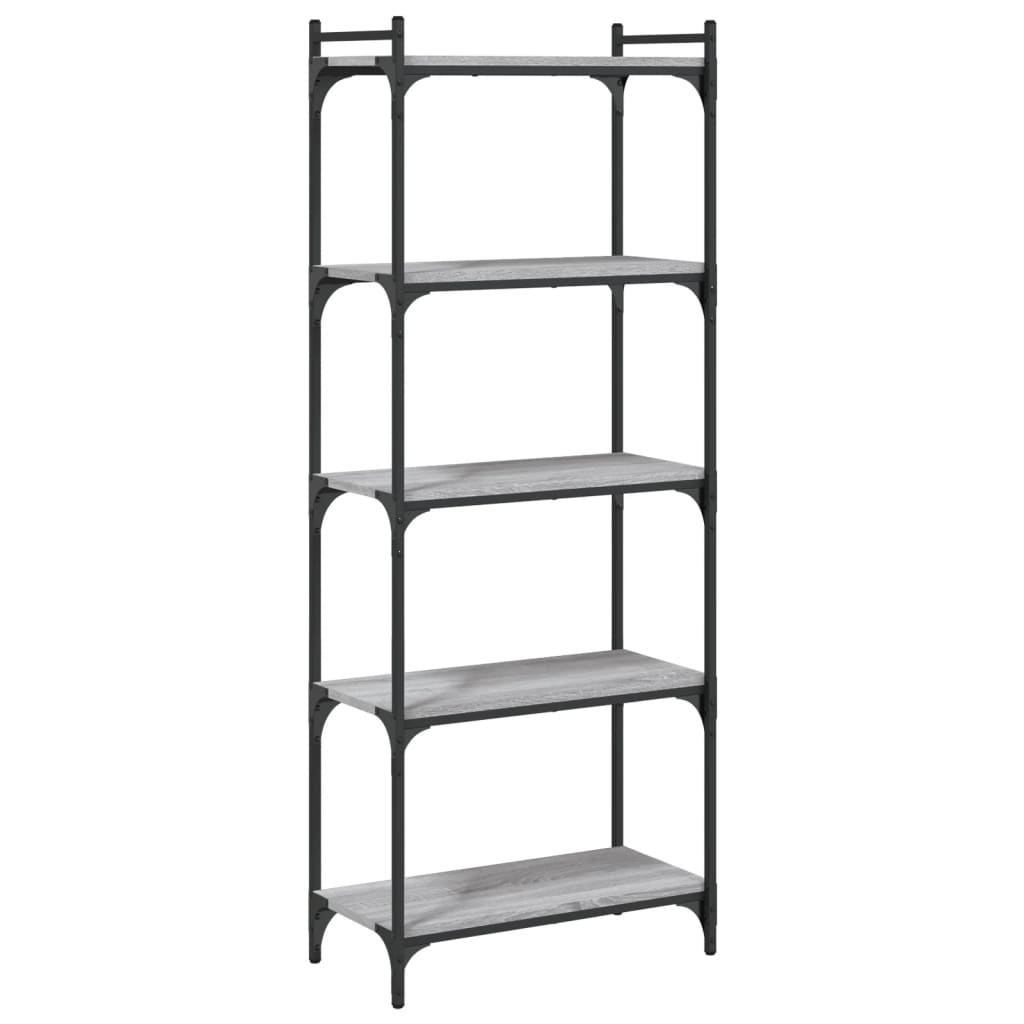Bookcase, 5 tiers, grey oak, 60x30x154cm, wood