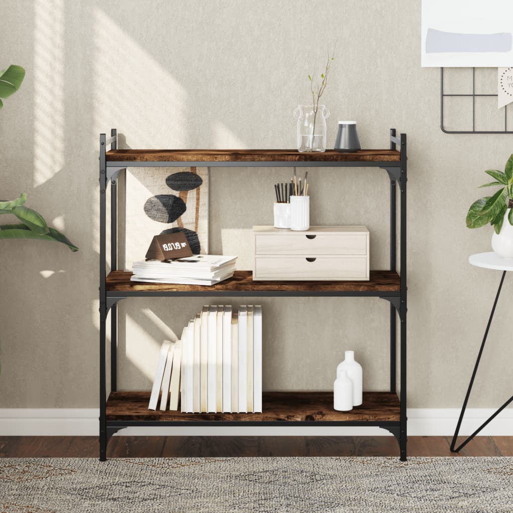 Bookcase, 3-tier, smoky oak, 80x30x86cm, wood
