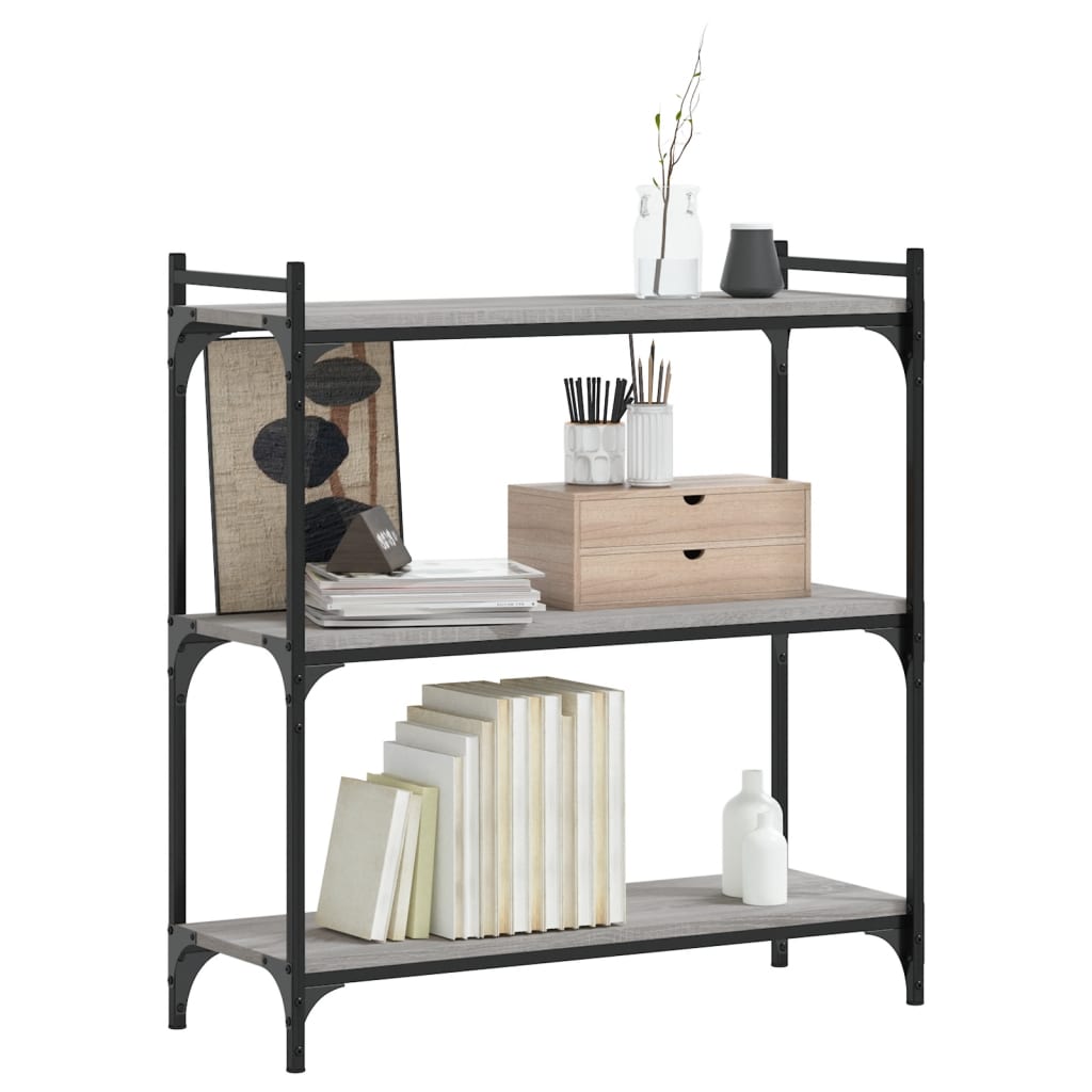 Bookcase, 3-tier, grey oak, 80x30x86cm, wood
