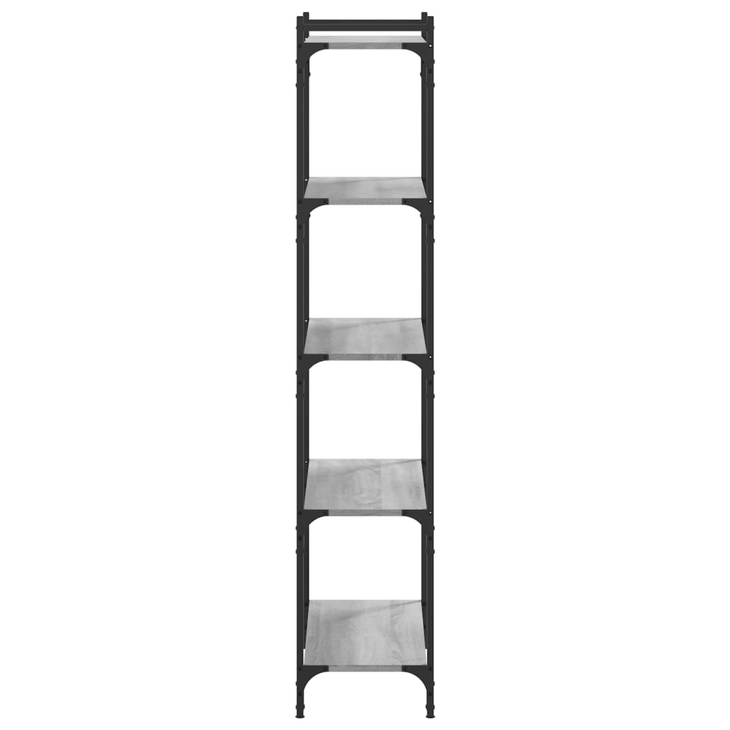 Grāmatu plaukts, 5 stāvi, pelēks ozols, 80x30x154 cm, koks
