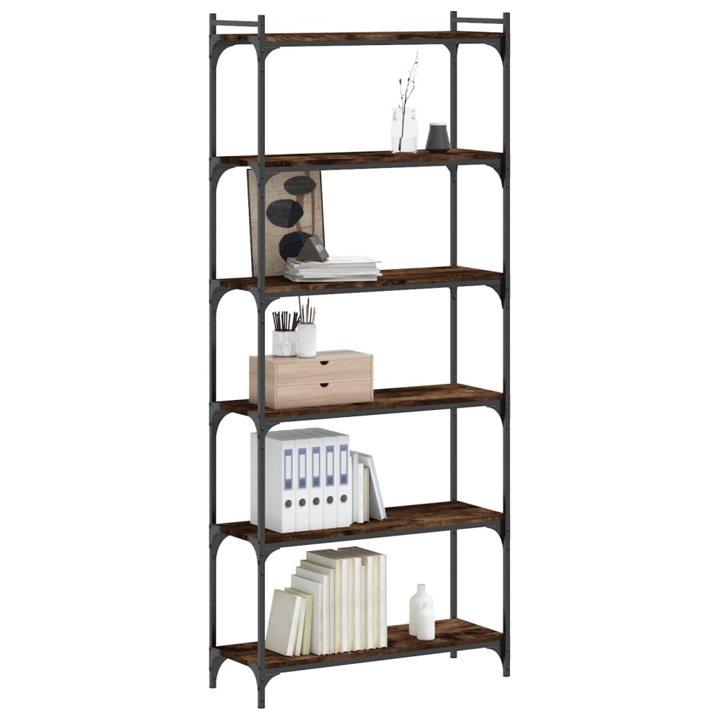 Bookcase, 6-tier, smoked oak, 80x30x188cm, wood