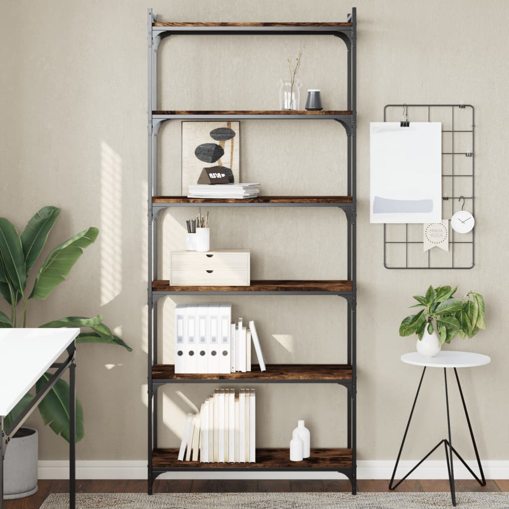 Bookcase, 6-tier, smoked oak, 80x30x188cm, wood