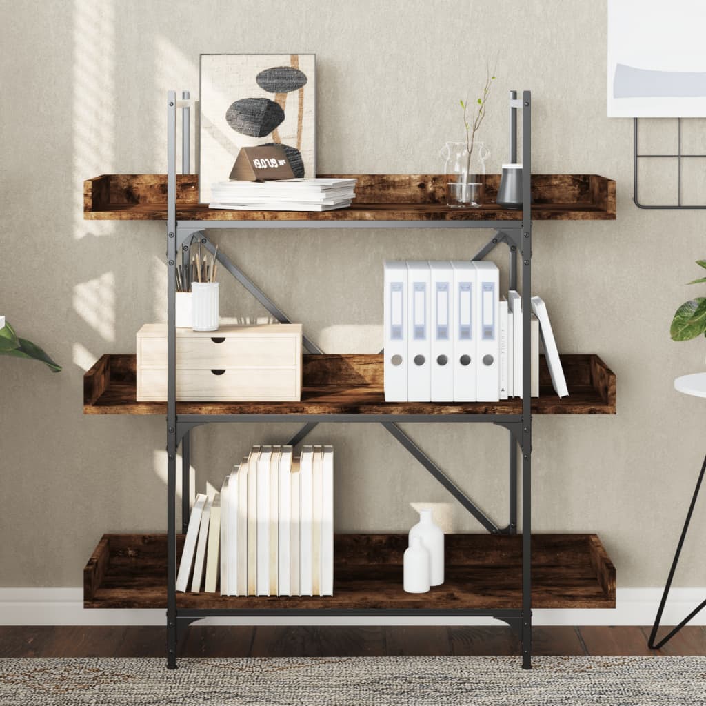 Bookcase, 3-tier, smoky oak, 100x33x108.5cm, wood
