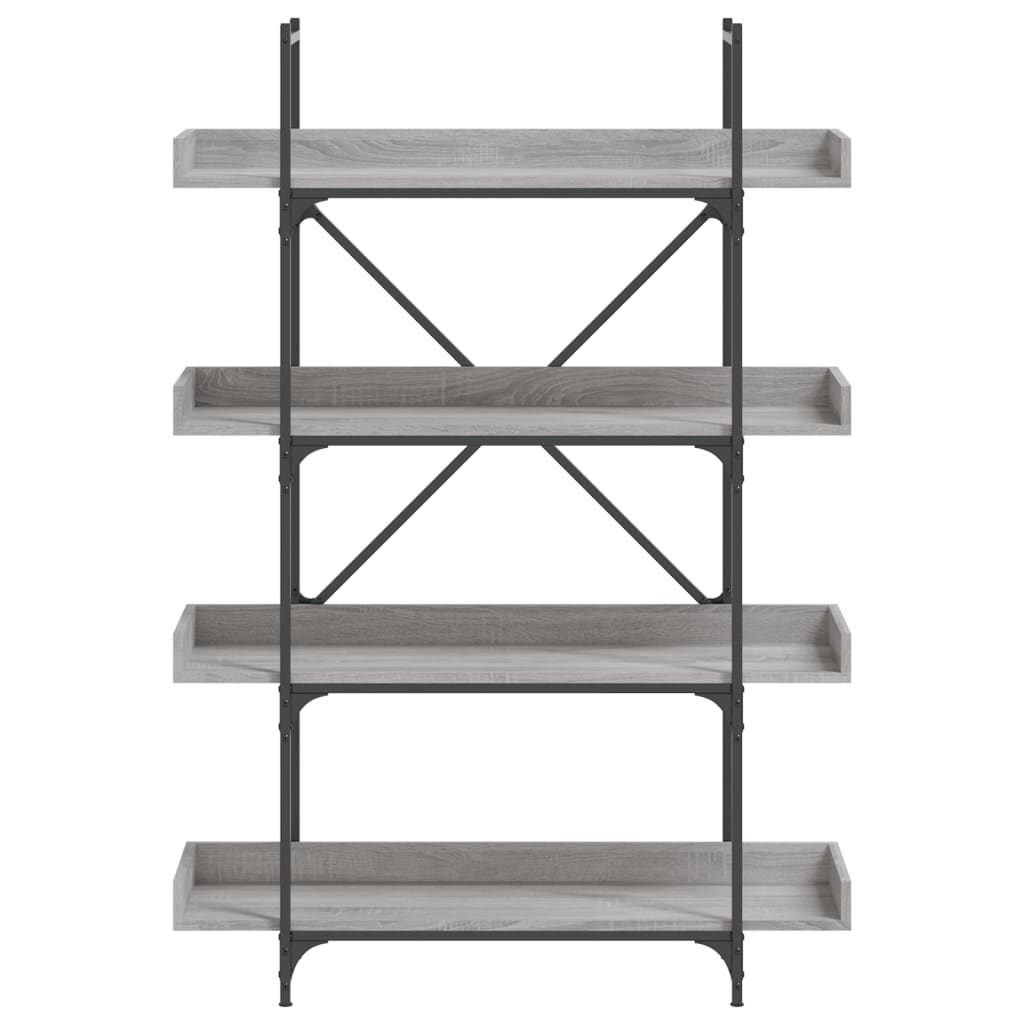 Grāmatu plaukts, 4 plaukti, pelēks ozols, 100x33x145,5cm, koks