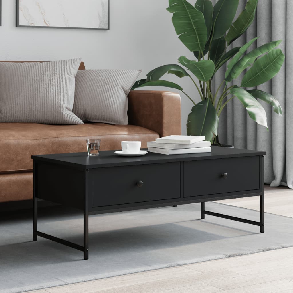 Coffee table, black, 101x49x39.5cm, engineered wood