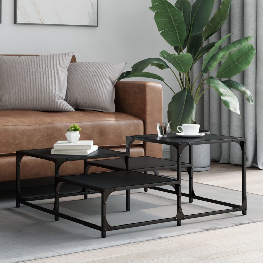 Coffee table, black, 87.5x87.5x40cm, engineered wood