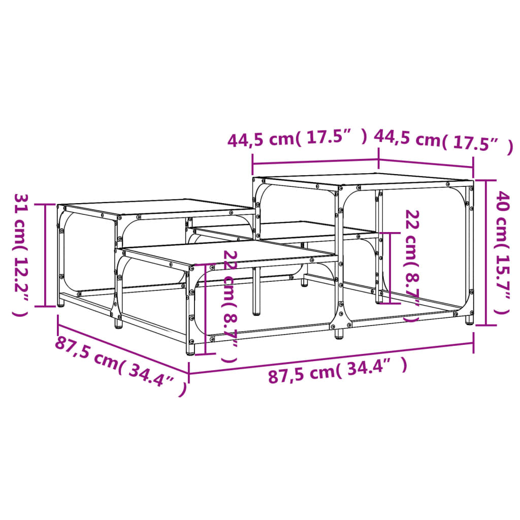 Coffee table, black, 87.5x87.5x40cm, engineered wood