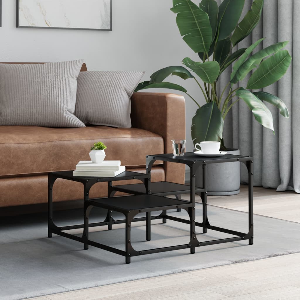 Coffee table, black, 68x68x40cm, engineered wood