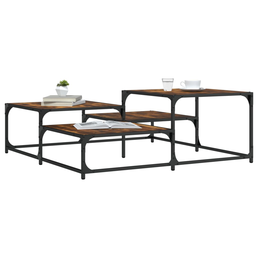 Coffee table, smoked oak, 107x107x40cm, engineered wood