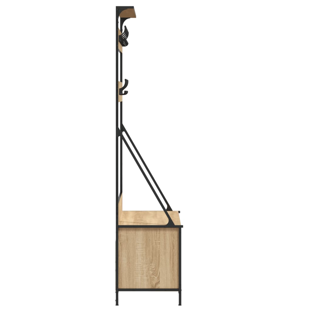 Clothes rack with shoe shelves, oak, 100x41x184cm