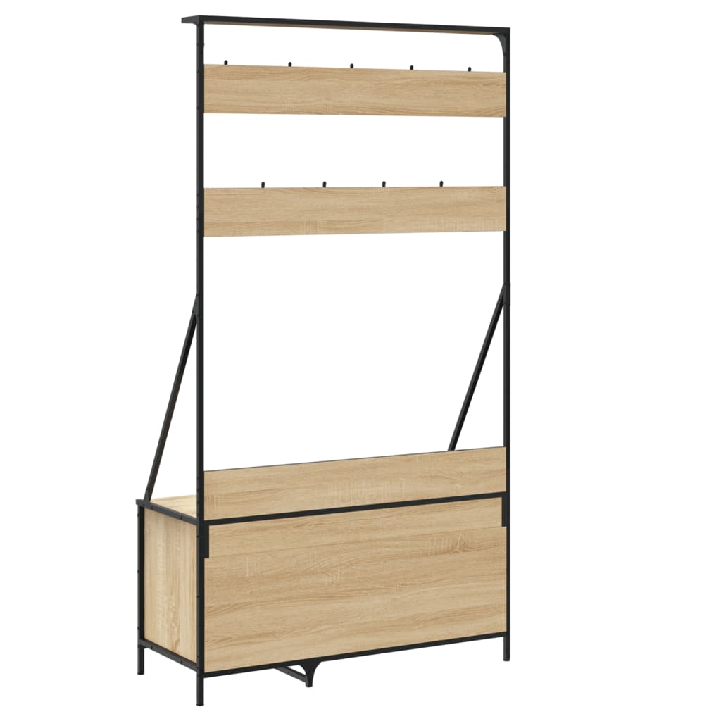 Clothes rack with shoe shelves, oak, 100x41x184cm
