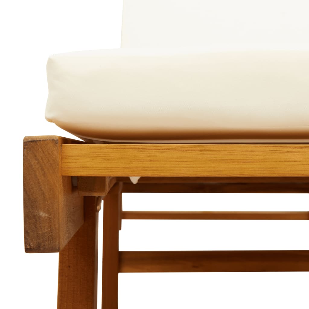 Acacia solid wood sun lounger with cushion and side table