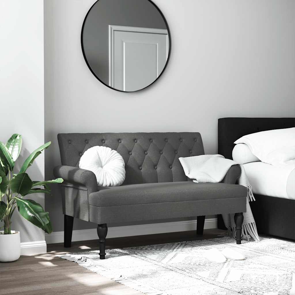 Suoliukas su atlošu, tamsiai pilkas, 120x62x75,5cm, audinys