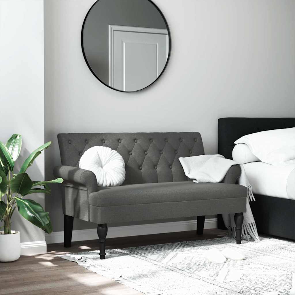 Suoliukas su atlošu, tamsiai pilkas, 120x62x75,5cm, audinys