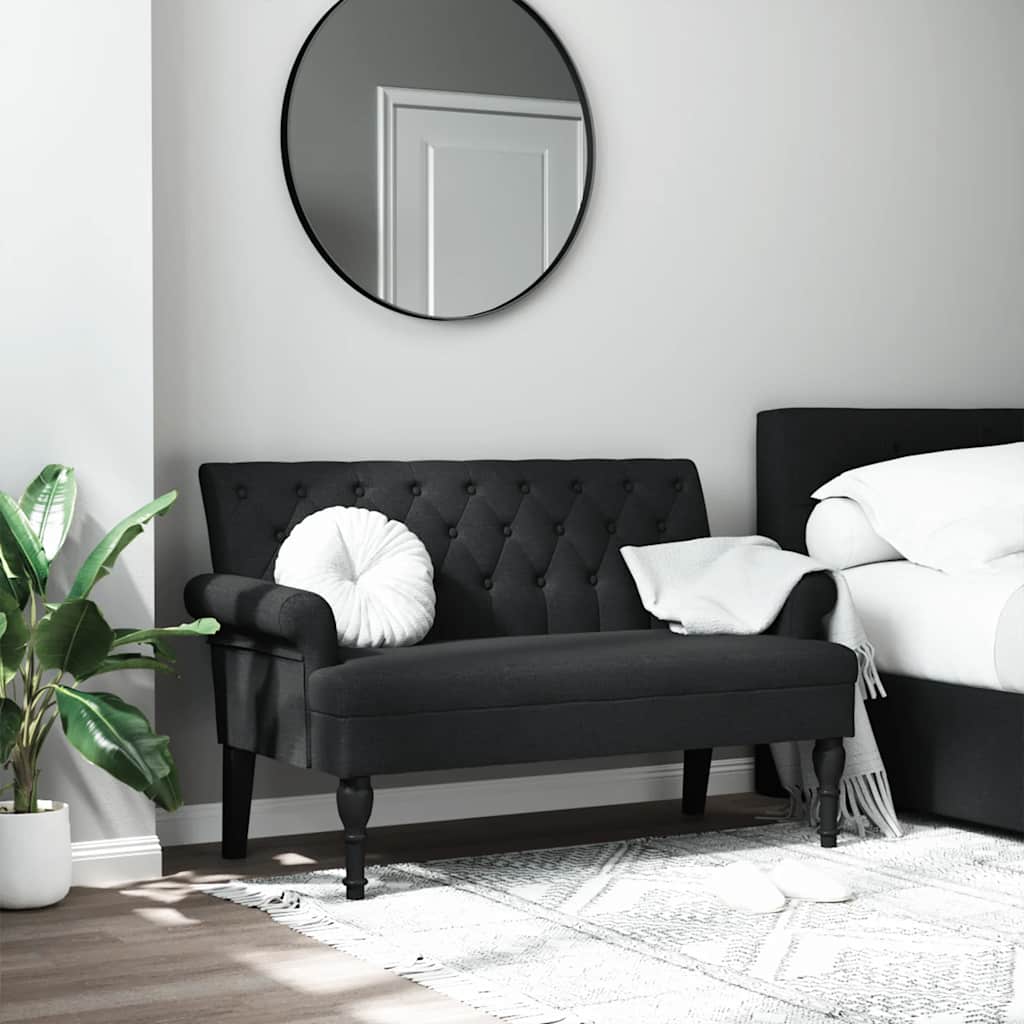 Suoliukas su atlošu, juodos spalvos, 120x62x75,5cm, audinys