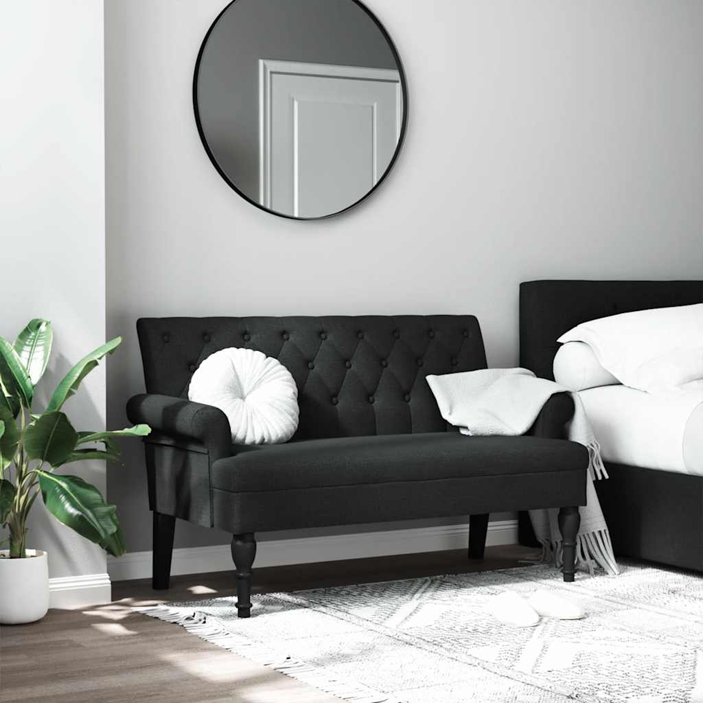 Suoliukas su atlošu, juodos spalvos, 120x62x75,5cm, audinys