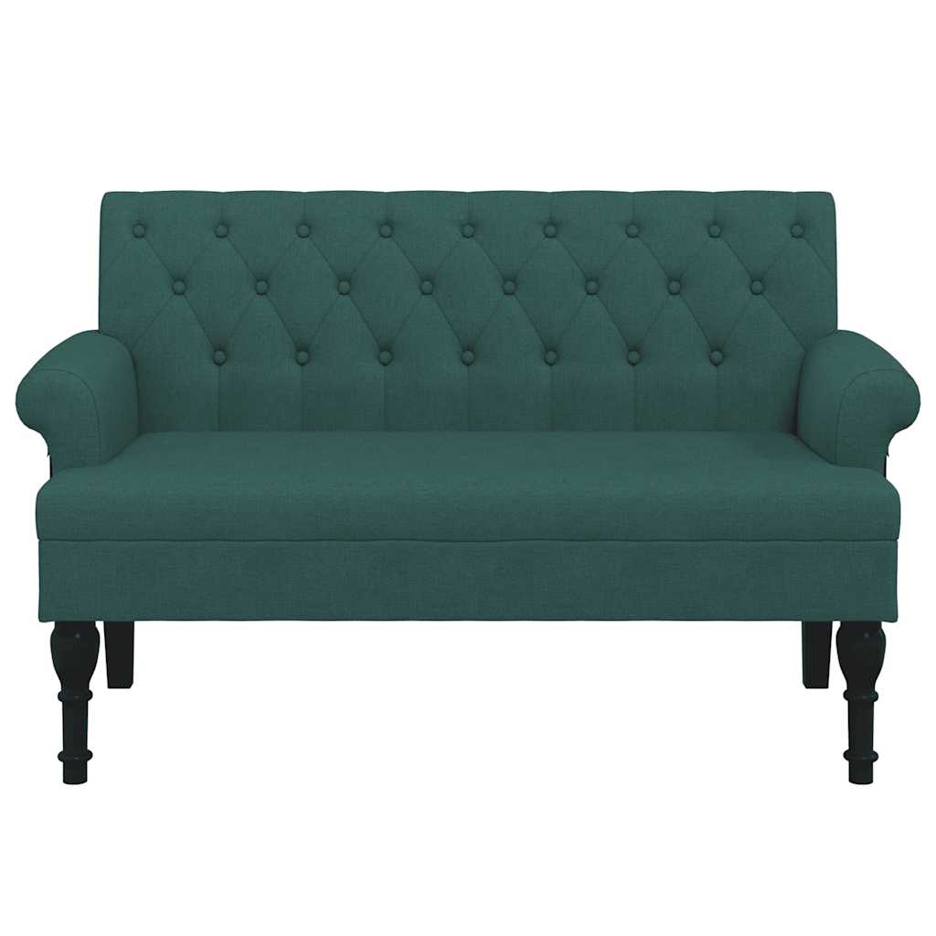 Bench with backrest, dark green, 120x62x75.5cm, fabric