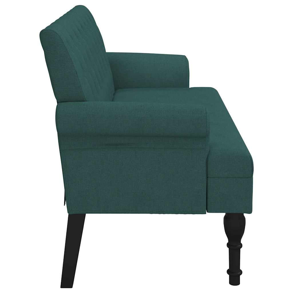 Bench with backrest, dark green, 120x62x75.5cm, fabric