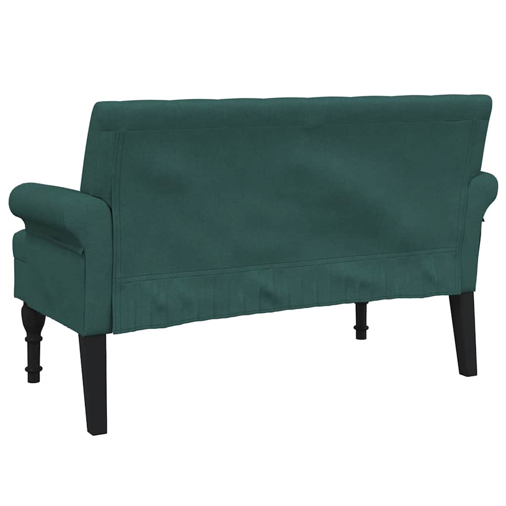 Bench with backrest, dark green, 120x62x75.5cm, fabric