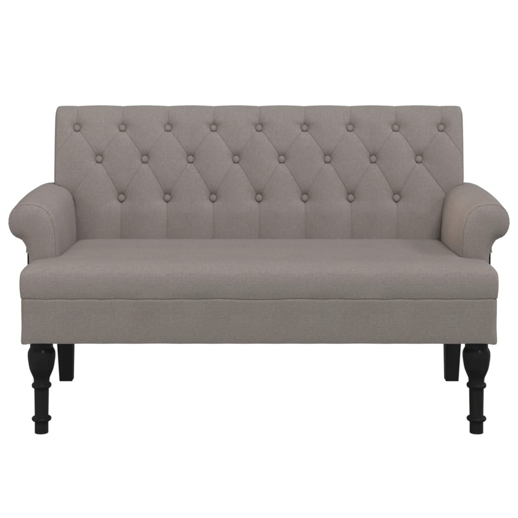Bench with backrest, taupe, 120x62x75.5cm, fabric