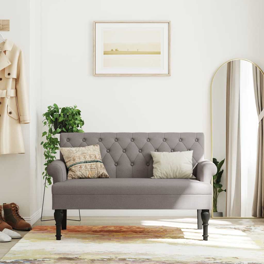 Bench with backrest, taupe, 120x62x75.5cm, fabric
