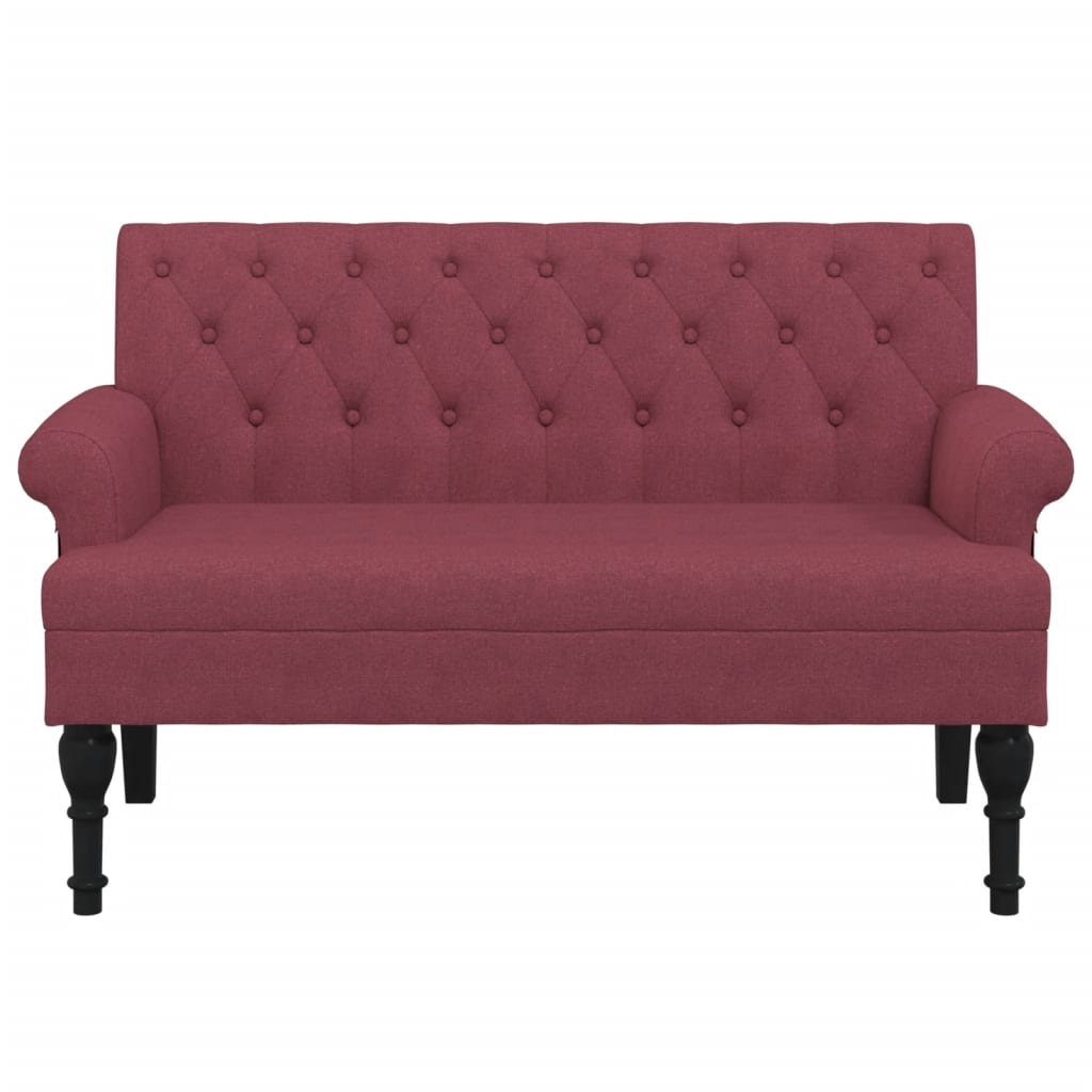 Bench with backrest, claret, 120x62x75.5cm, fabric