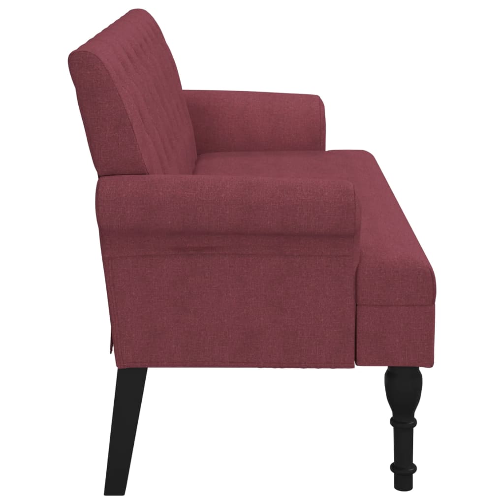 Bench with backrest, claret, 120x62x75.5cm, fabric