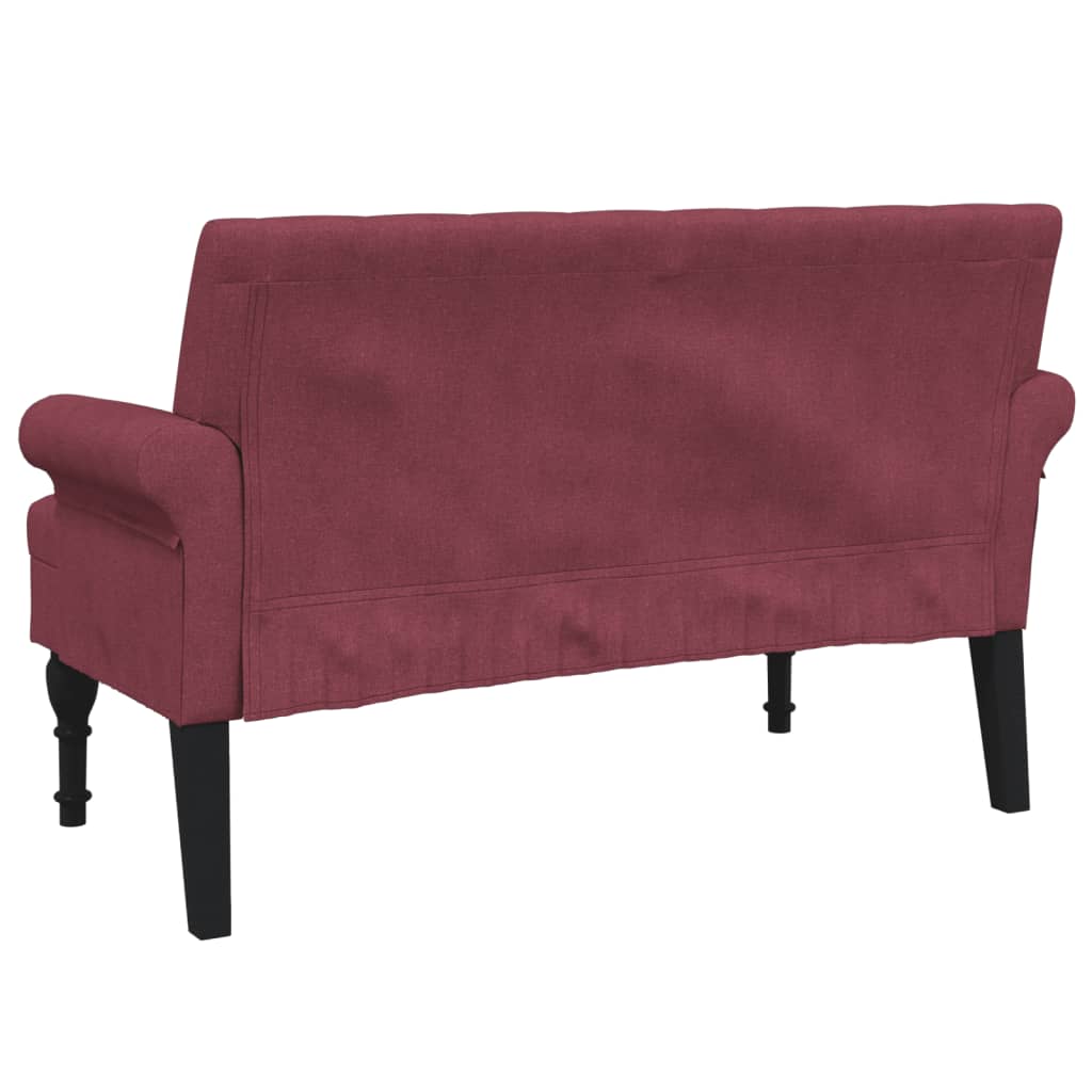 Bench with backrest, claret, 120x62x75.5cm, fabric