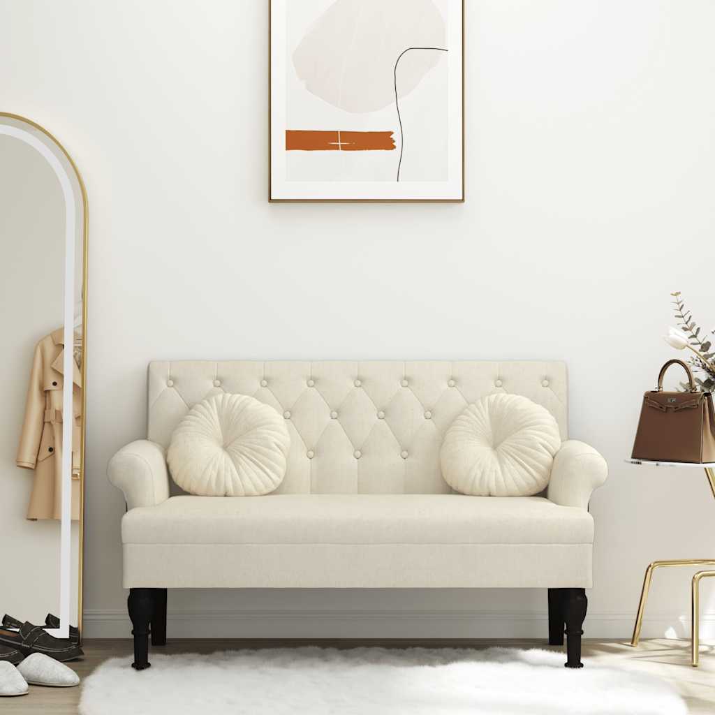 Bench with backrest, 120x62x75.5cm, linen
