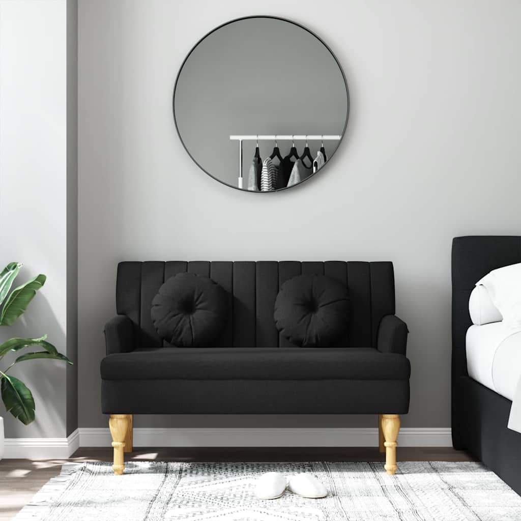 Suoliukas su pagalvėlėmis, juodas, 113x64,5x75,5cm, audinys