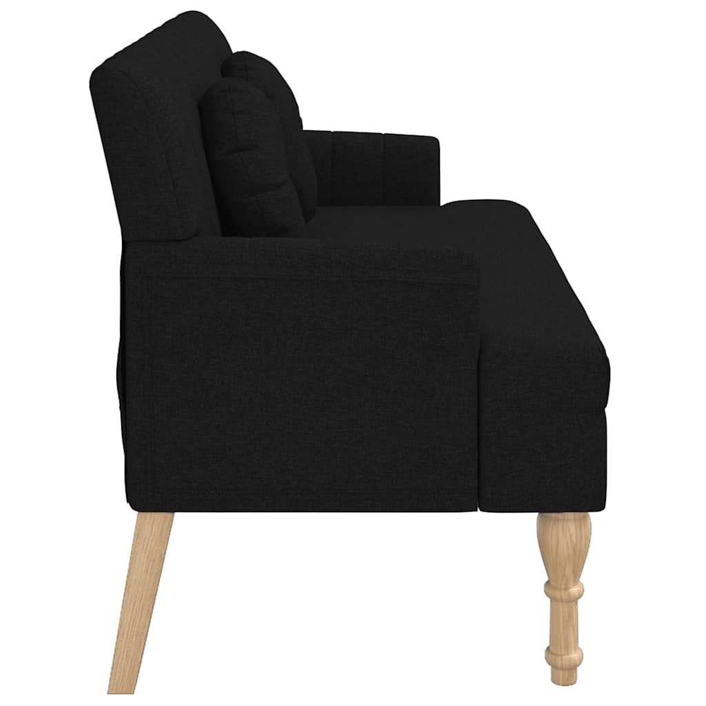 Bench with cushions, black, 113x64.5x75.5cm, fabric