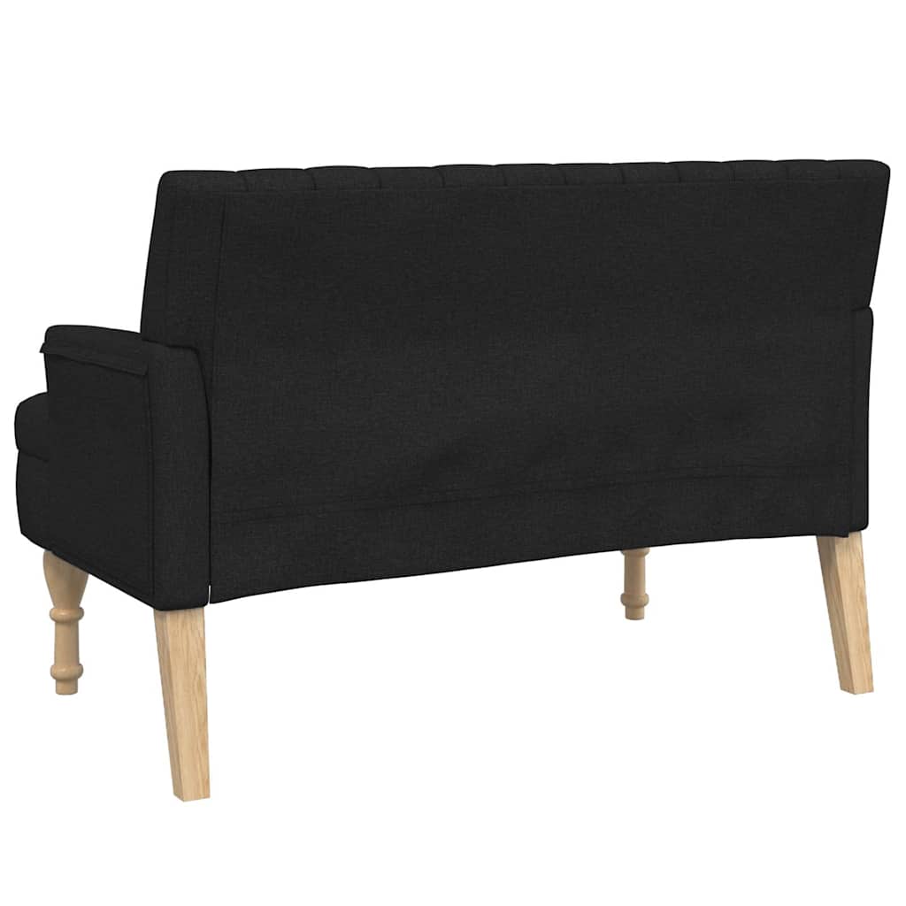 Bench with cushions, black, 113x64.5x75.5cm, fabric