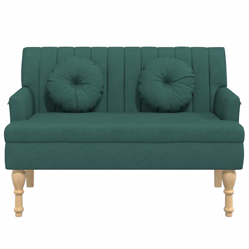 Bench with cushions, green, 113x64.5x75.5cm, fabric