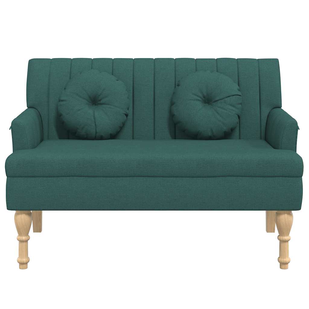 Bench with cushions, green, 113x64.5x75.5cm, fabric
