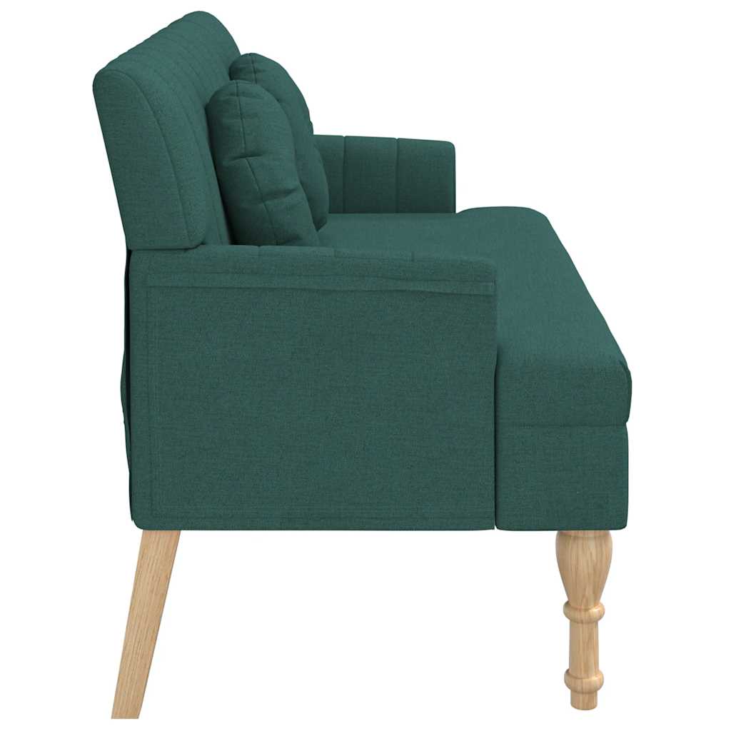 Bench with cushions, green, 113x64.5x75.5cm, fabric
