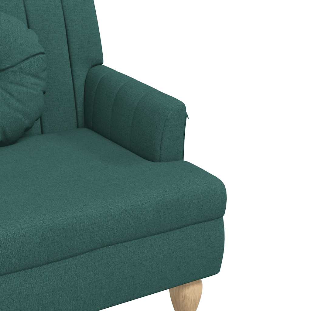 Bench with cushions, green, 113x64.5x75.5cm, fabric