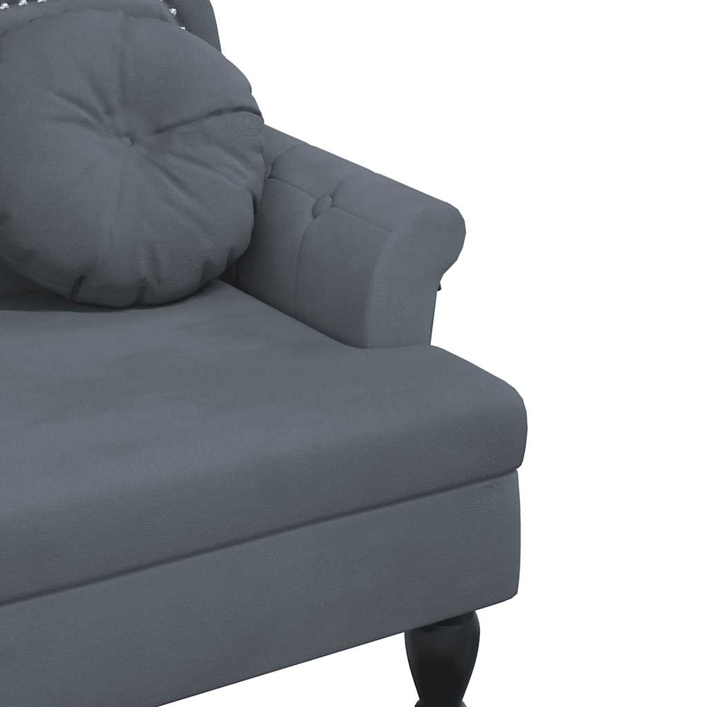 Bench with cushions, gray, 120.5x65x75cm, velvet